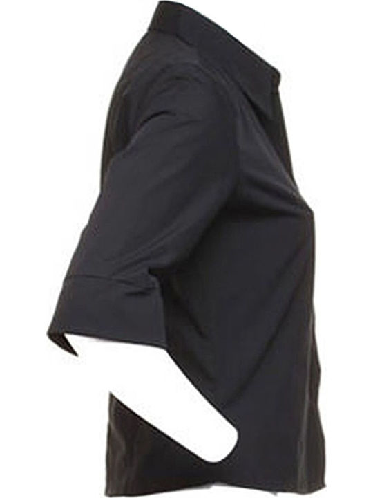 Kurzärmelig Damen Hemd Black Monochrom