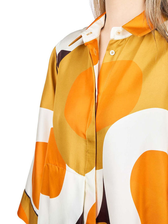Women's Silky Long Sleeve Shirt Orange