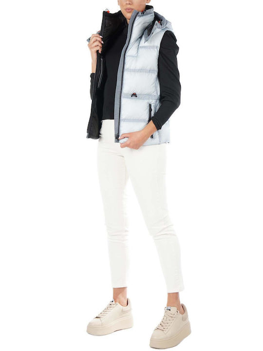 Women's Short Puffer Jacket for Winter with Hood Gray