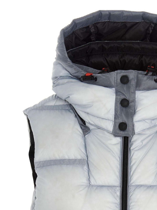 Women's Short Puffer Jacket for Winter with Hood Gray