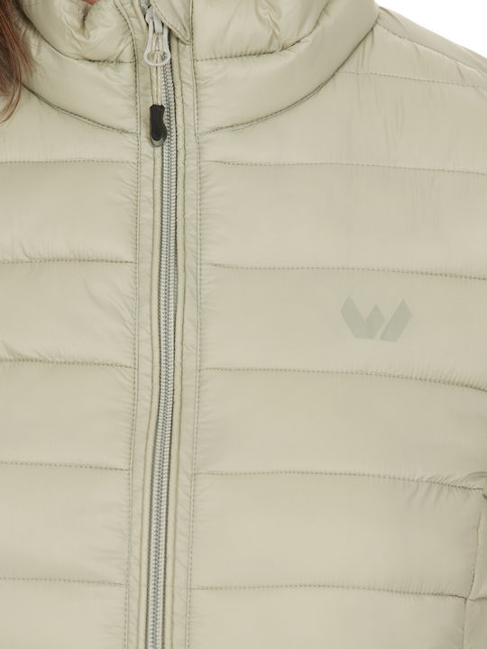 Kurz Damen Puffer Jacke Moss Gray