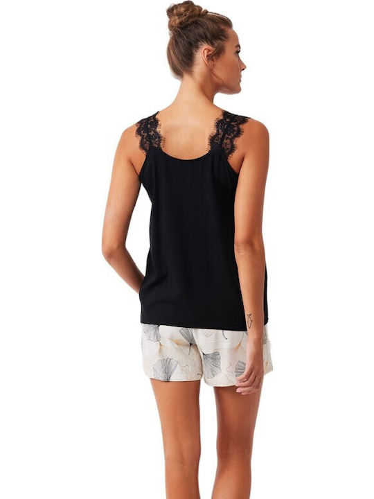 Penye Mood Sommer Damen Pyjama-Set Black