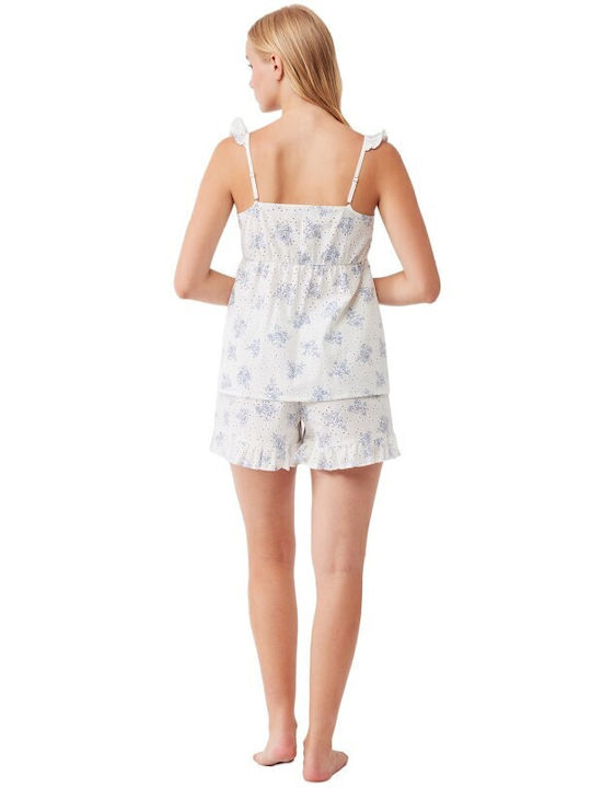 Penye Mood Sommer Damen Pyjama-Set Weiß