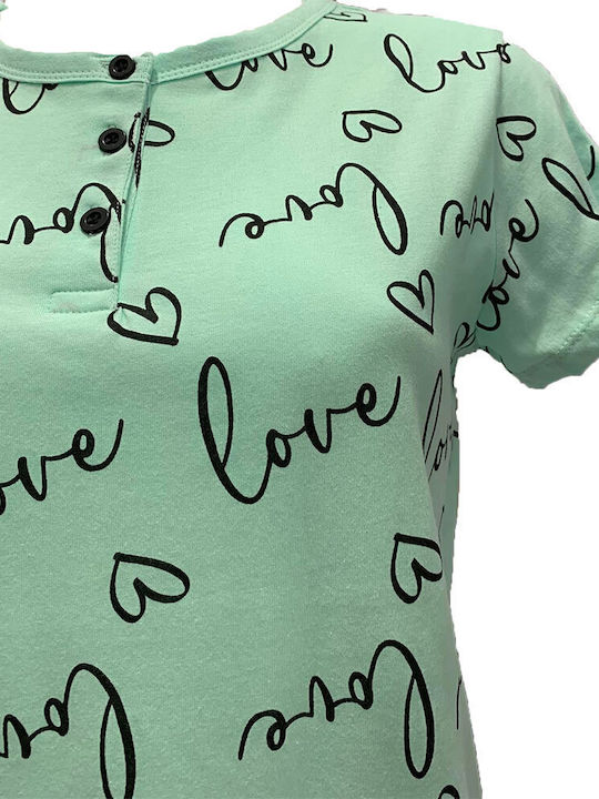 Love And Bra Summer Women's Nightdress Blue