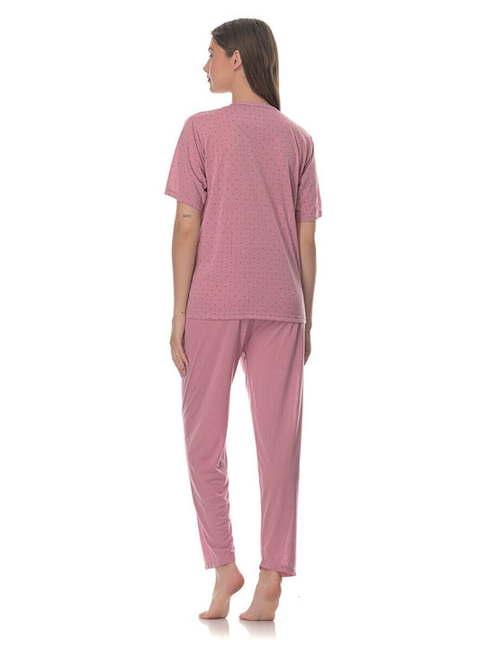 Cootaiya Pantaloni Pijamale pentru Femei Pink Bluză scurtă