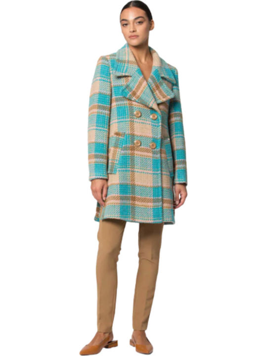 Women's Checked ROSA/VERDE Coat with Buttons
