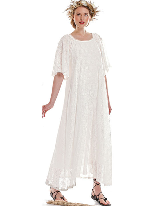 Platinum Fashion Γυναικείο Μακρύ Φόρεμα Παραλίας Άσπρο