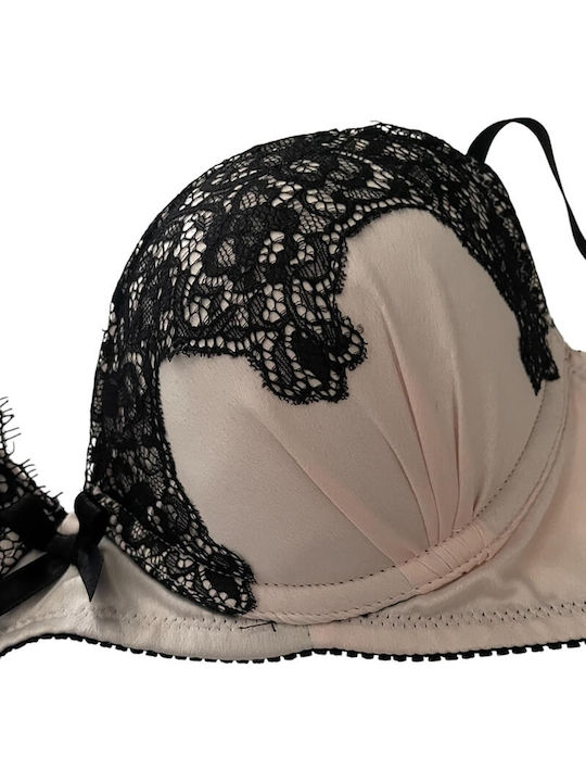 Pink, Black Sutien Push Up cu Baloane
