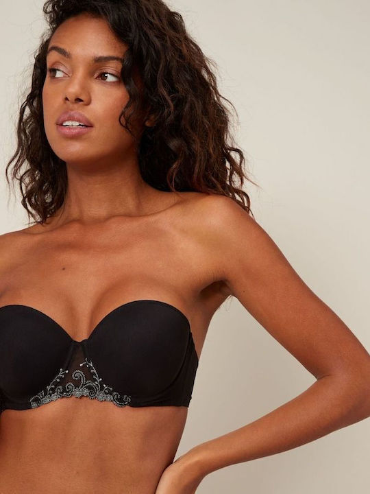 Strapless Balconette Μαύρο Σουτιέν