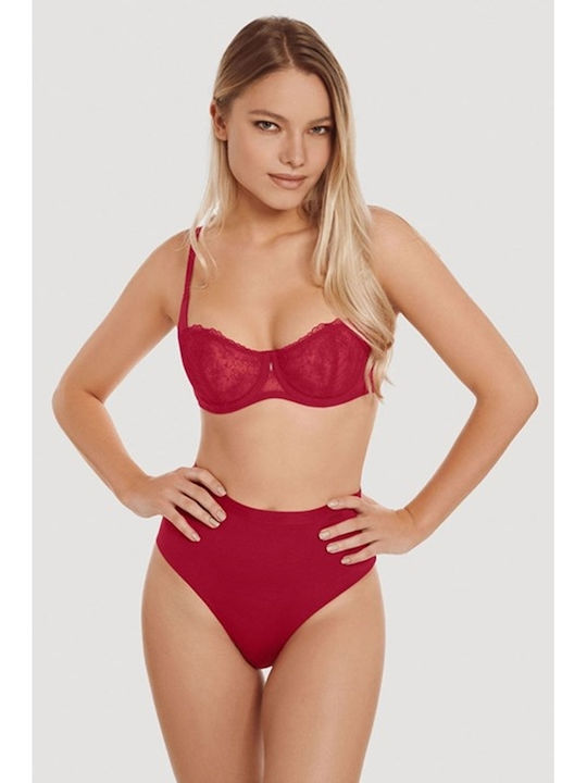 Balconette Balconette Bra without Padding Underwire Red