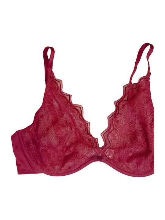 Triangle Triangle Bra without Padding Underwire Fuchsia