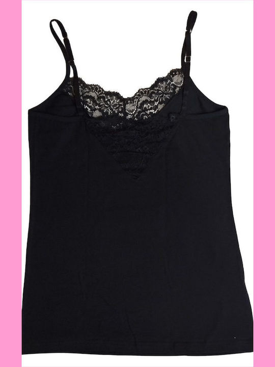 Women's T-Shirt with Spaghetti Strap Black