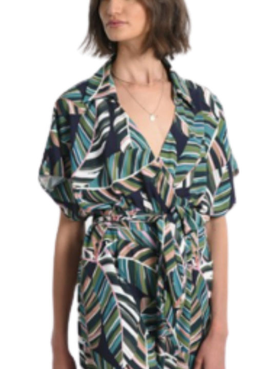 Ladies Woven Jumpsuit Women's Sleeveless One-piece Suit Green