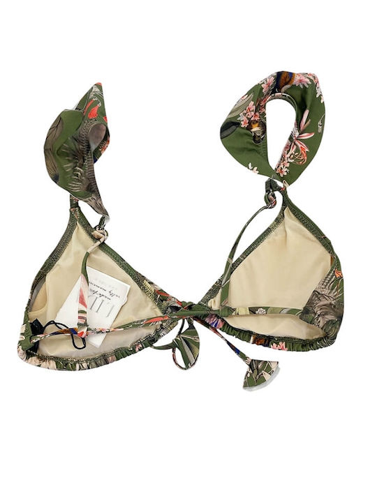 Bikini Τριγωνάκι Floral πράσινο-λαδί