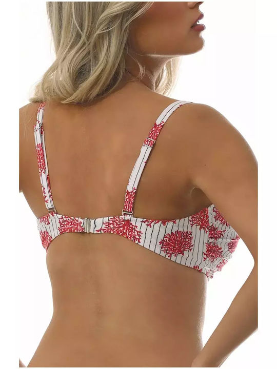 Padded Underwire Bikini Bra with Detachable & Adjustable Straps White