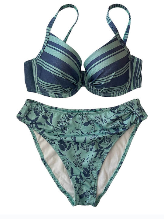 Bikini-Set Gestreift Sky Blue
