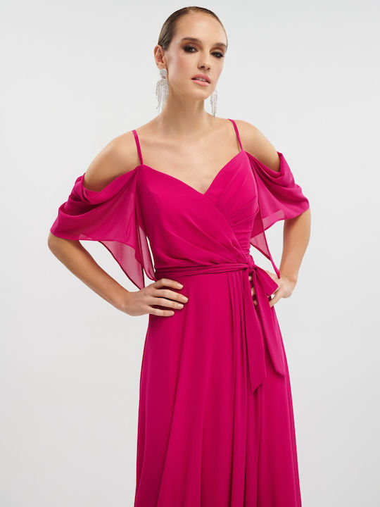 Καλοκαιρινό Maxi Φόρεμα για Γάμο / Βάπτιση Magenta