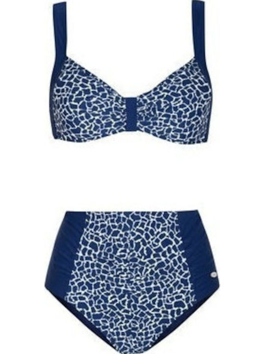 Μαγιό Μπικίνι Print Set Bikini Τριγωνάκι Navy Μπλε