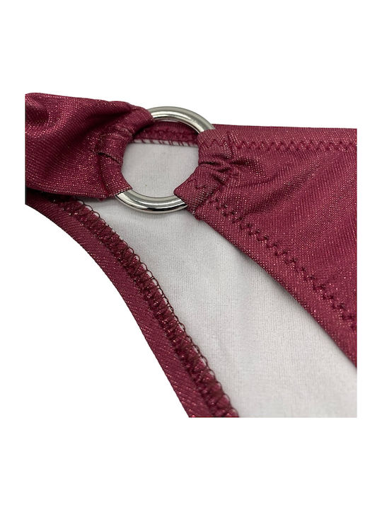 Bikini Set Triangle With Removable Padding Striped Burgundy
