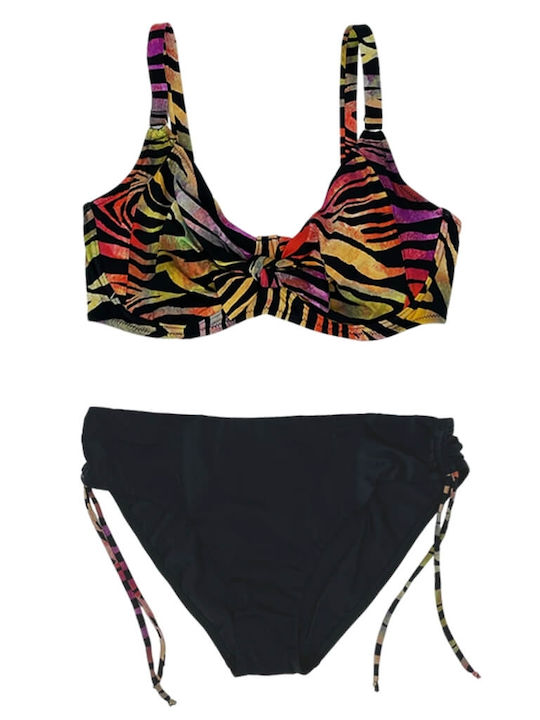 Underwire Bikini Set Triangle Top & Slip Bottom Animal Print