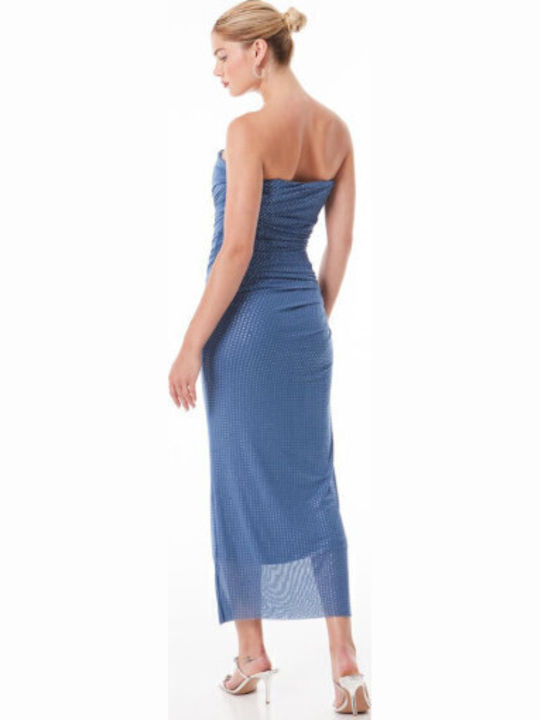 Sophie Summer Midi Evening Dress Strapless Light Blue