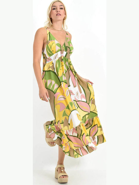 Summer Maxi Dress with Ruffle Yellow