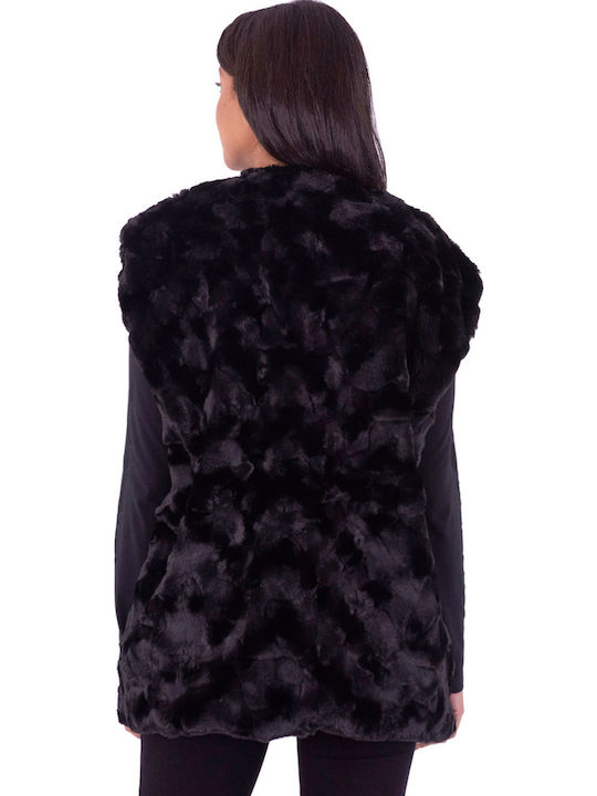 Women's Sleeveless Short Fur Black (200451/BLACK)