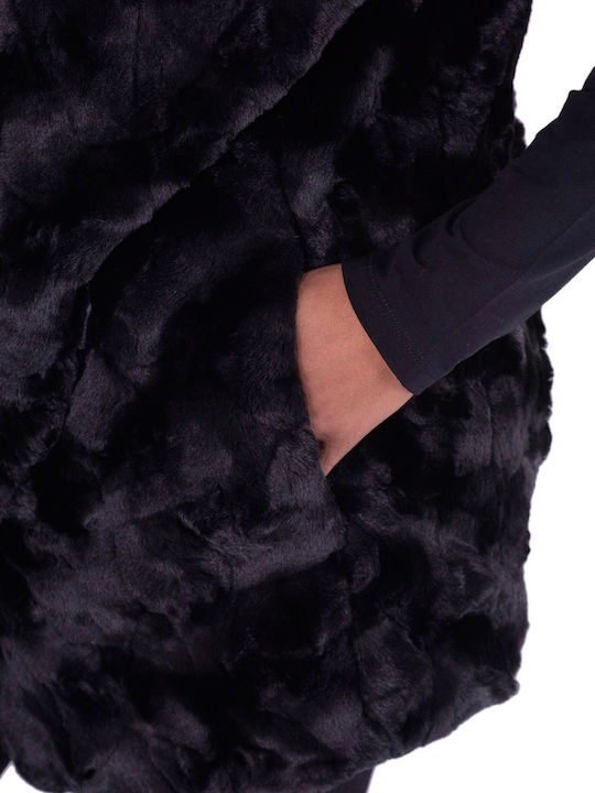 Women's Sleeveless Short Fur Black (200451/BLACK)