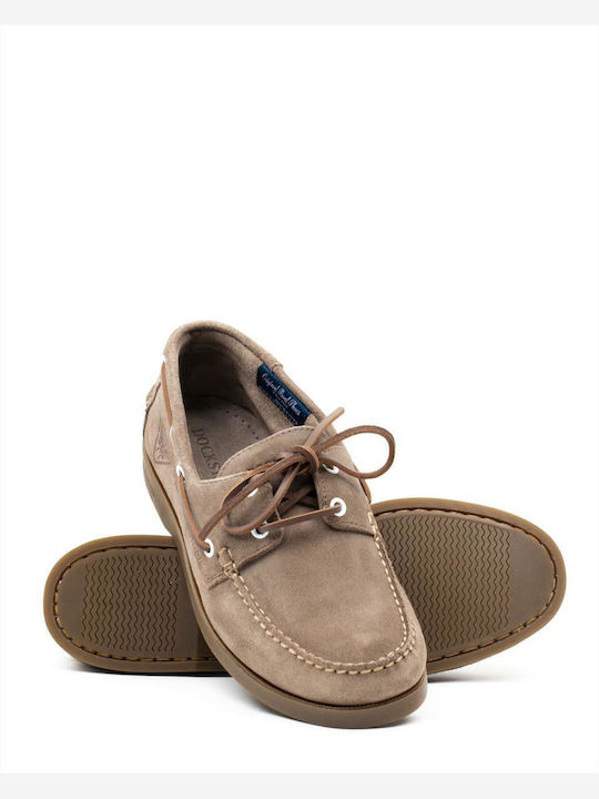 Suede Ανδρικά Boat Shoes σε Μπεζ Χρώμα