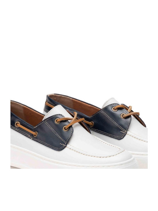 Δερμάτινα Ανδρικά Boat Shoes σε Λευκό Χρώμα