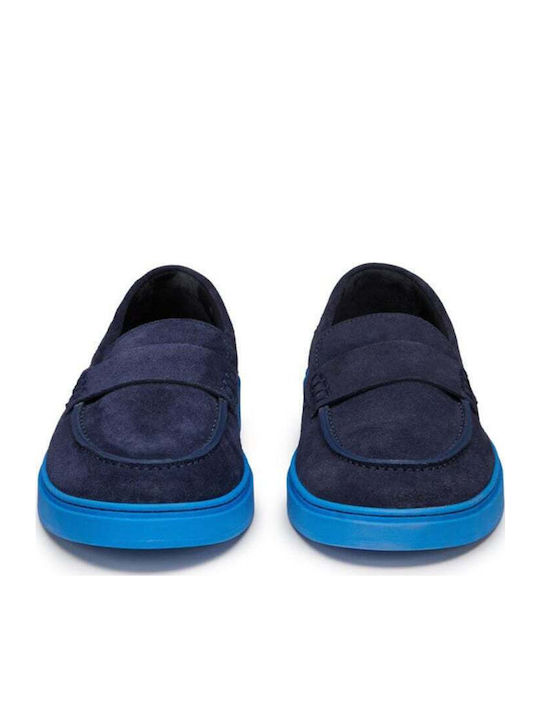 Leder Herren Mokassins in Blau Farbe