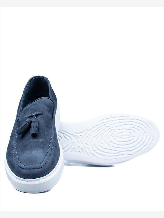 Δερμάτινα Ανδρικά Loafers σε Μπλε Χρώμα