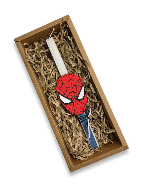 Πασχαλινή Λαμπάδα Spiderman Στρογγυλή Χειροποίητη Λευκή