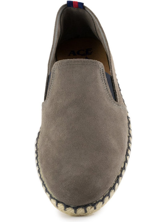 Leather Men's Espadrilles in Gray Color