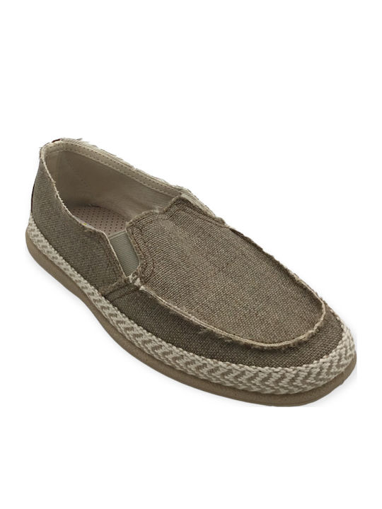 Leather Men's Espadrilles in Beige Color