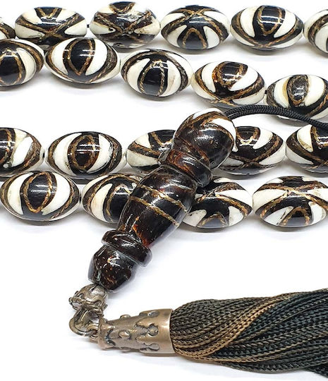 Roloi Komboloi Elephant Bone Worry Beads with 33 Beads Multicolour 47cm
