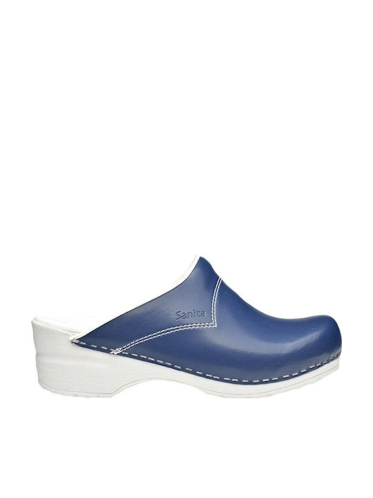 Sanita Leather Anatomic Clogs Blue