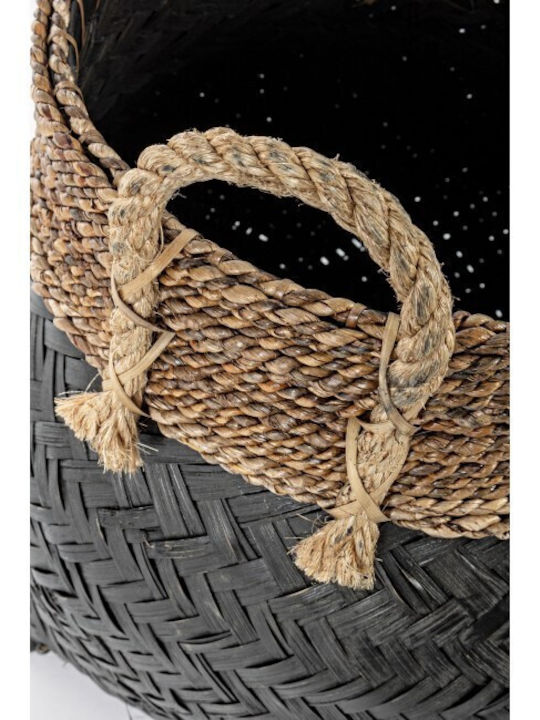 Priscilla L Decorative Basket Rattan with Handles Black