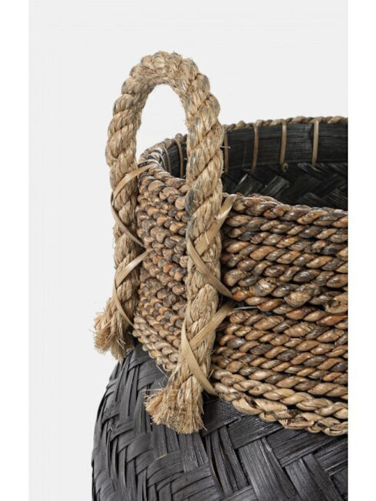 Priscilla L Decorative Basket Rattan with Handles Black
