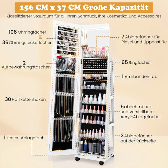 Costway Floor Mirror with White Wooden Frame