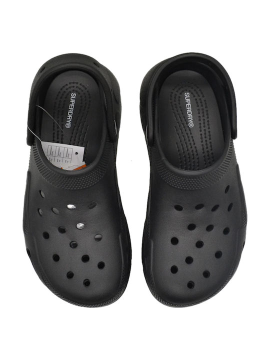 Superdry Lunelle Γυναικεία Σαμπό Μαύρα