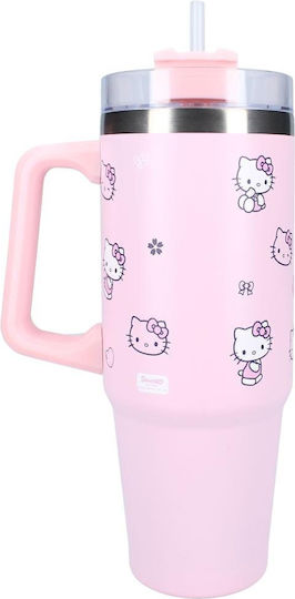 Vadobag Παιδικό Παγούρι Hello Kitty Ανοξείδωτο με Καλαμάκι 900ml