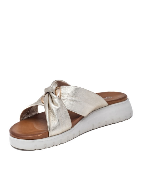 Women's Leather Platform Shoes Gold