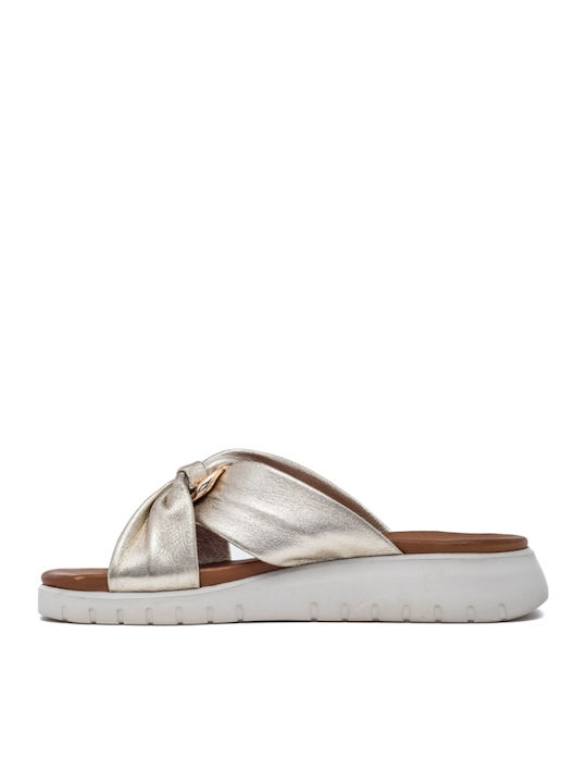 Women's Leather Platform Shoes Gold