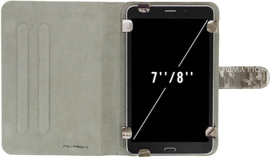 Akashi Husă Tip Folio Design Hollywood Pentru Tablete 7'' La 8'' Design Paris Gri