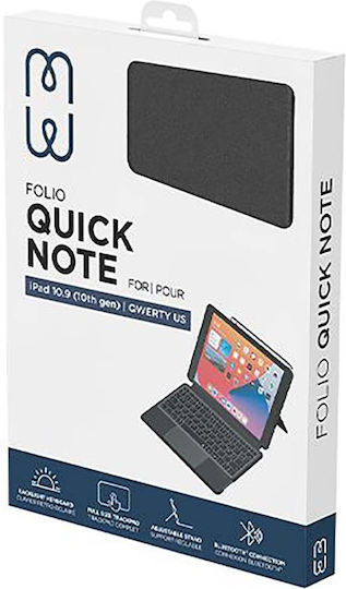 Mw Case Ipad 10.9” Folio Quick Note Qwerty Us Keyboard Bluetooth 3.0 Black