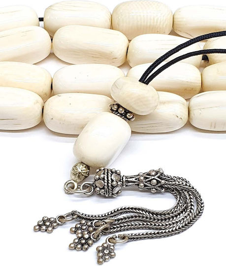 Roloi Komboloi Elephant Bone Worry Beads White 33cm