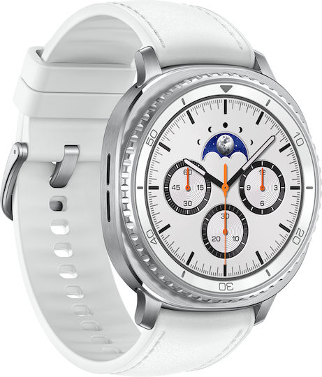 Samsung Galaxy Watch8 Classic Stainless Steel 46mm Αδιάβροχο με Παλμογράφο (Λευκό)
