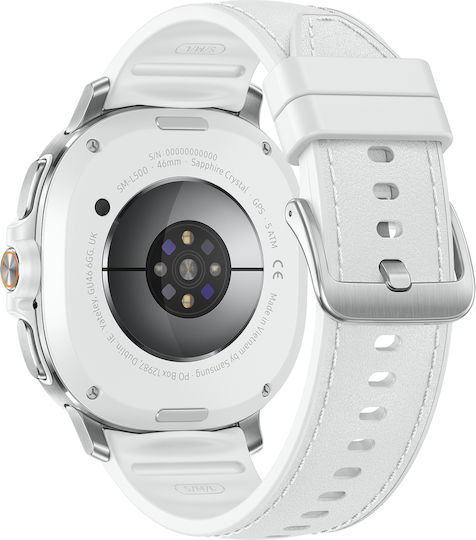 Samsung Galaxy Watch8 Classic Stainless Steel 46mm Αδιάβροχο με Παλμογράφο (Λευκό)
