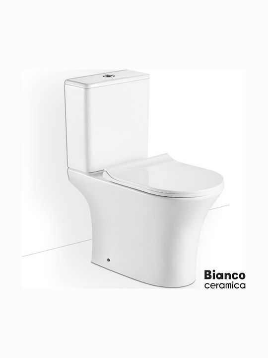 Bianco Ceramica Aida/65 Λεκάνη Δαπέδου Rimless με Καζανάκι με Slim Κάλυμμα Soft Close Λευκή Bianco Ceramica Aida/65 Λεκάνη Δαπέδου Rimless με Καζανάκι με Slim Κάλυμμα Soft Close Λευκή